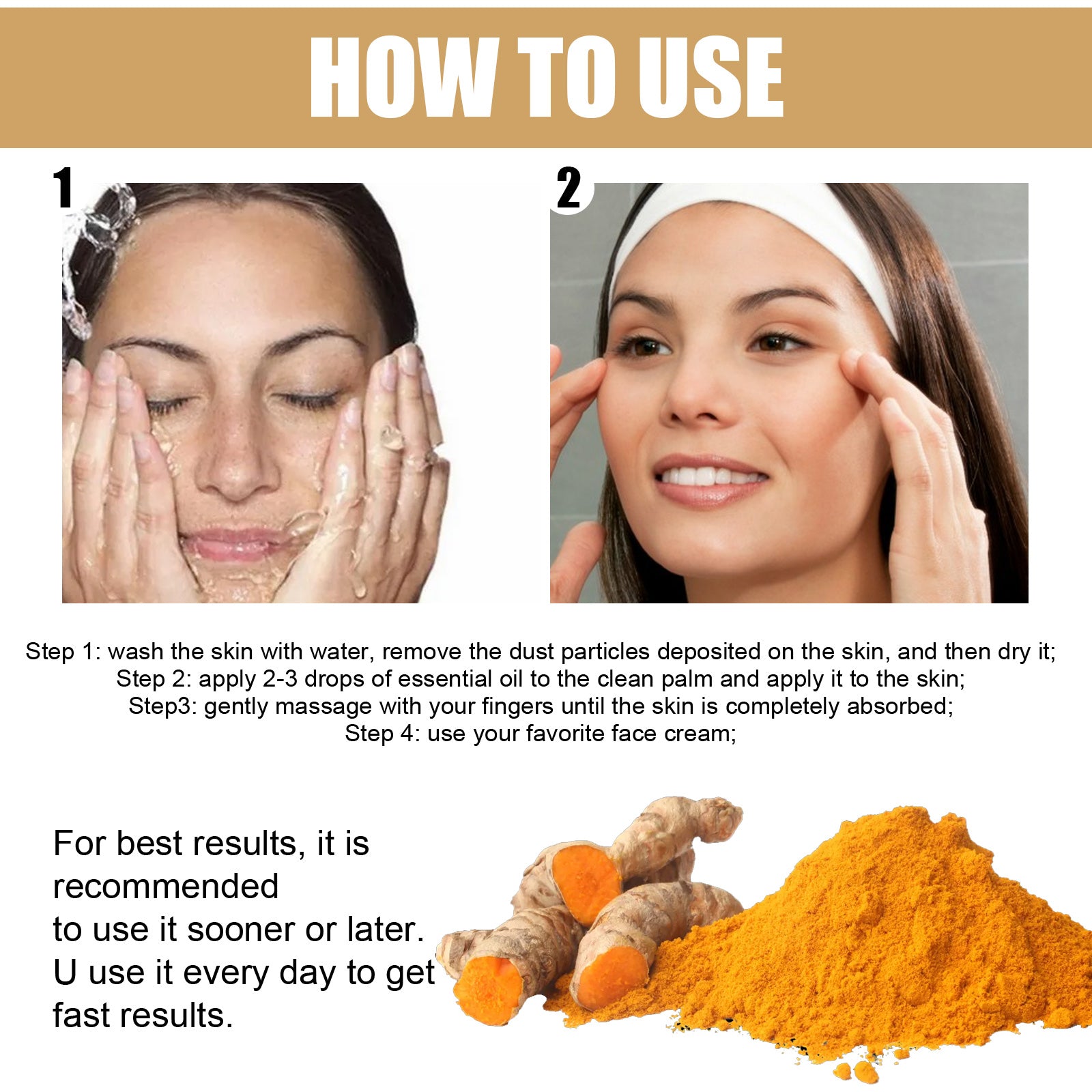 EELHOE Turmeric Dark Spot Correction Face Care Spot Moisturizing And Repairing Skin Tone Serum - Rswank