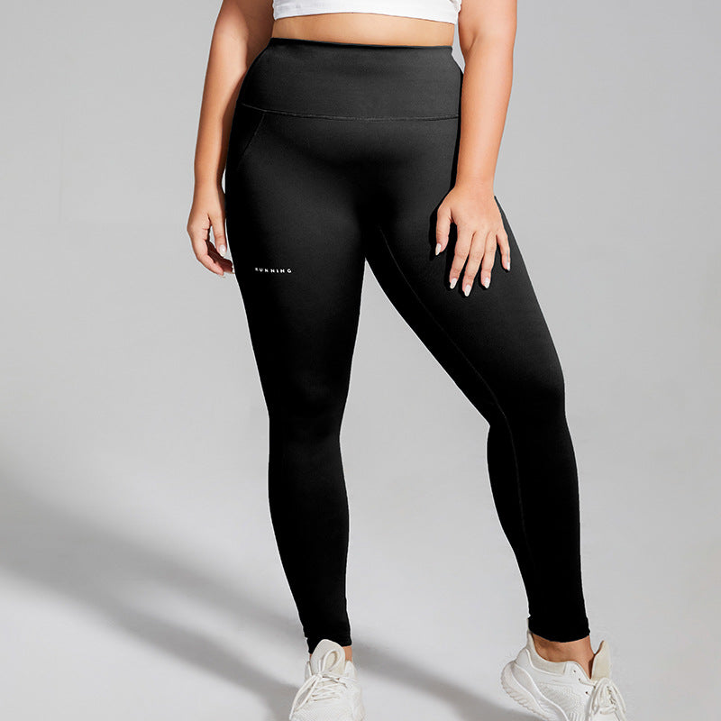 Plus Size Running Sports Pants High Waist Hip Lift Letters Quick Drying Yoga Pants No T Line Skinny Peach Hip Fitness Pants for Women