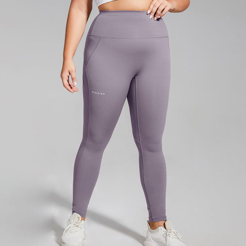 Plus Size Running Sports Pants High Waist Hip Lift Letters Quick Drying Yoga Pants No T Line Skinny Peach Hip Fitness Pants for Women