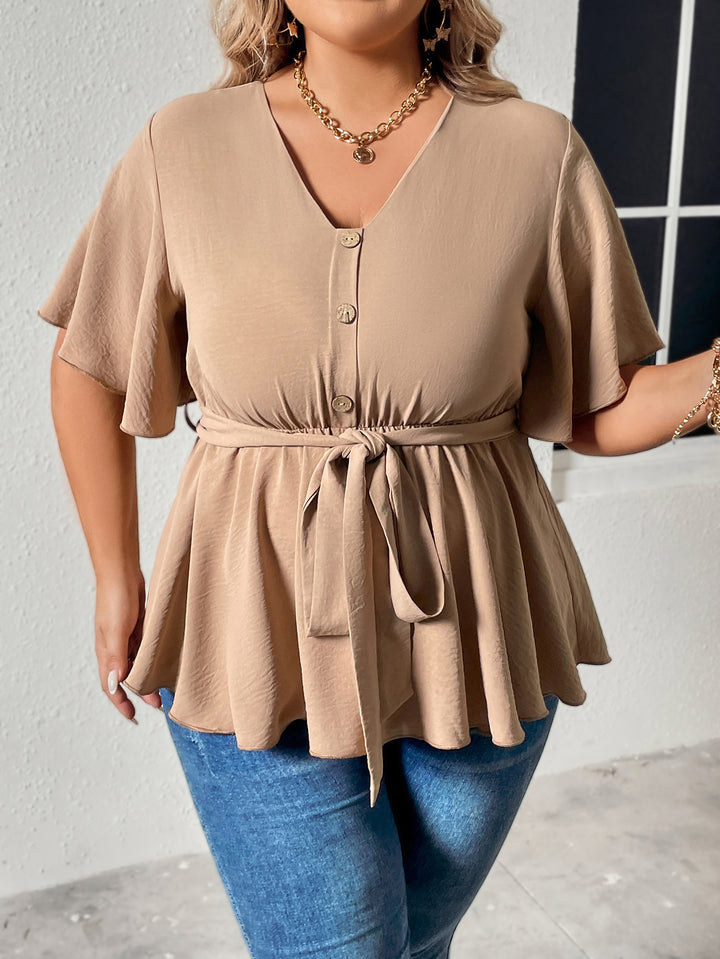 Plus Size Popular Summer V neck Slimming Casual Women Top - Rswank