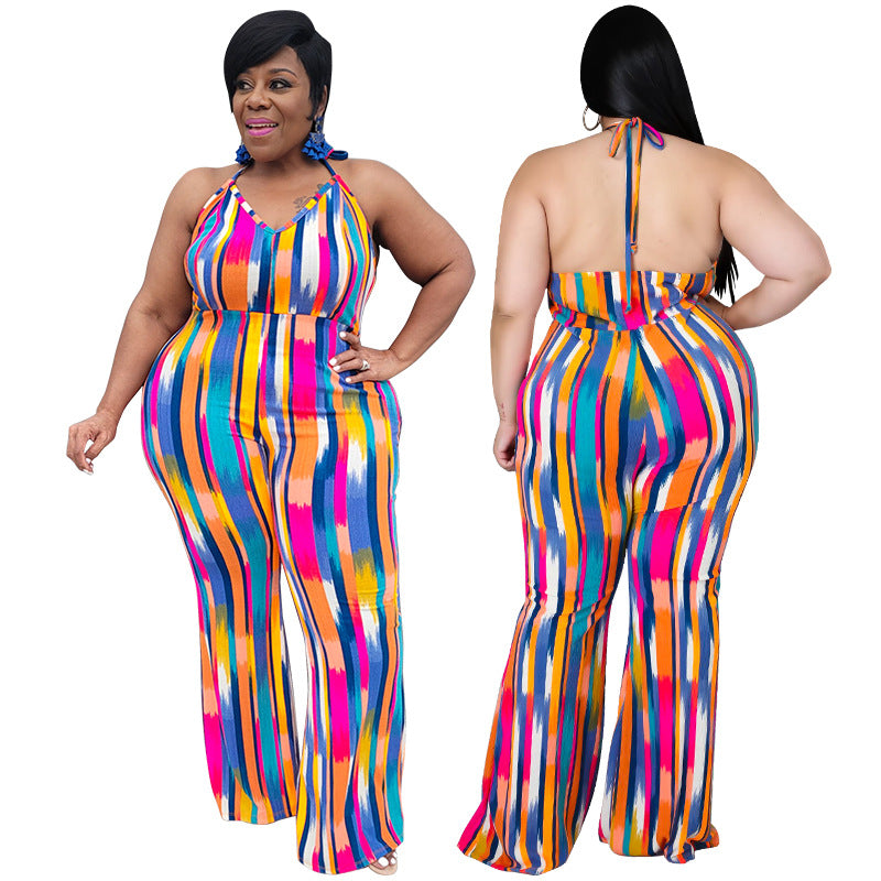 Plus Size Women Clothes  Suspender Straight Jumpsuit Trousers  Arrival