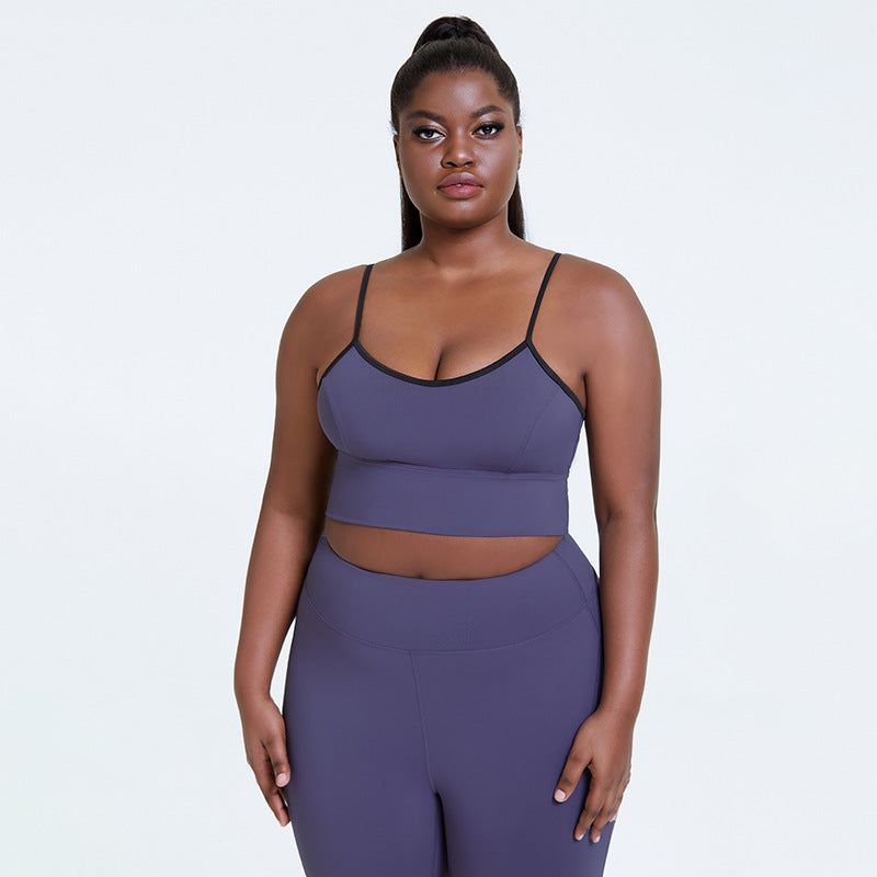 Plus Size Yoga Clothes Women  Solid Color Sexy Bra Hip-Lifting Trousers Bodybuilding Suit  Women Clothing