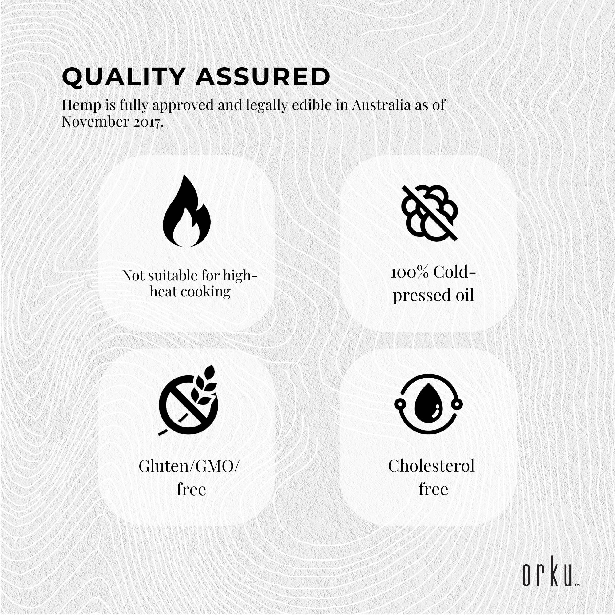 Orku 1L Organic Hemp Seed Oil - Cold Pressed Food Grade Oils