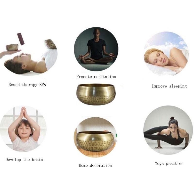 8.5cm Copper Buddha Sound Bowl Set with Mat Stick & Bag