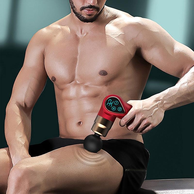 Compact Lcd Muscle Massager With Mini Fascia Gun - Gray