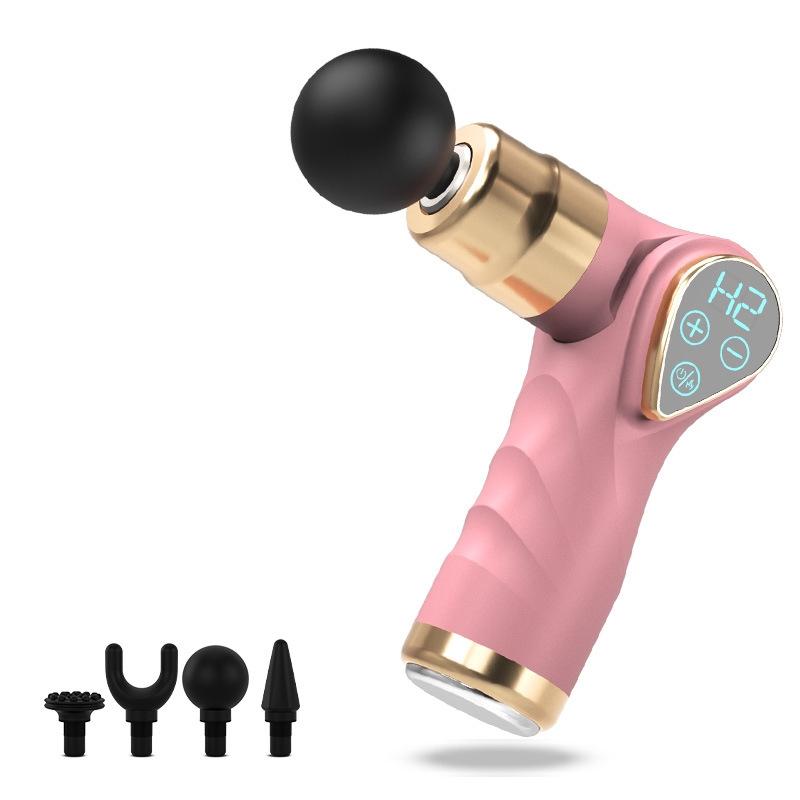 Compact Lcd Muscle Massager With Mini Fascia Gun - Gray