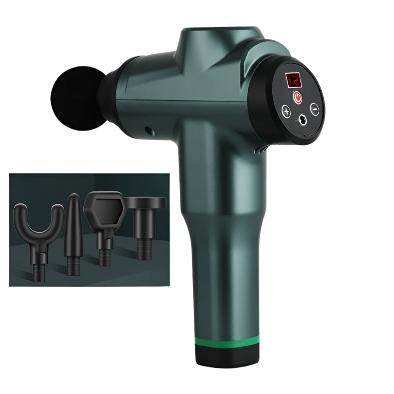 Portable Fascia Massage Gun For Muscle Relaxation - 12 Gears Green