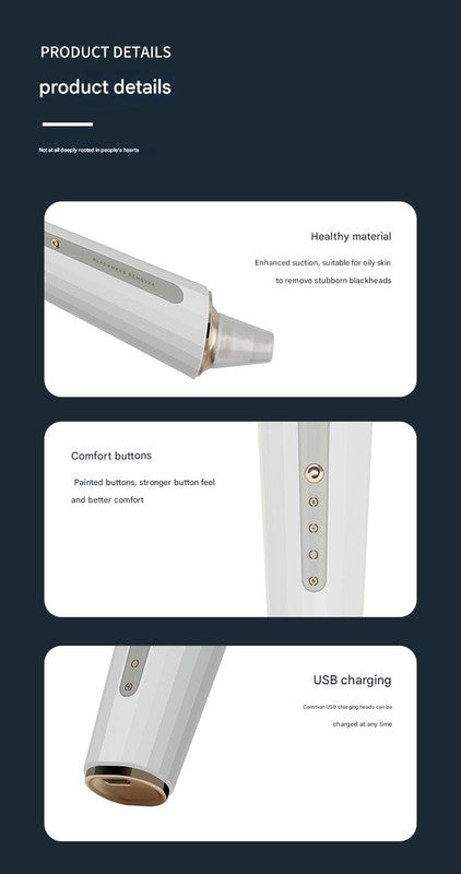 Professional Electric Blackhead Remover Vacuum - 3 Modes, 4 Suction Heads(white)