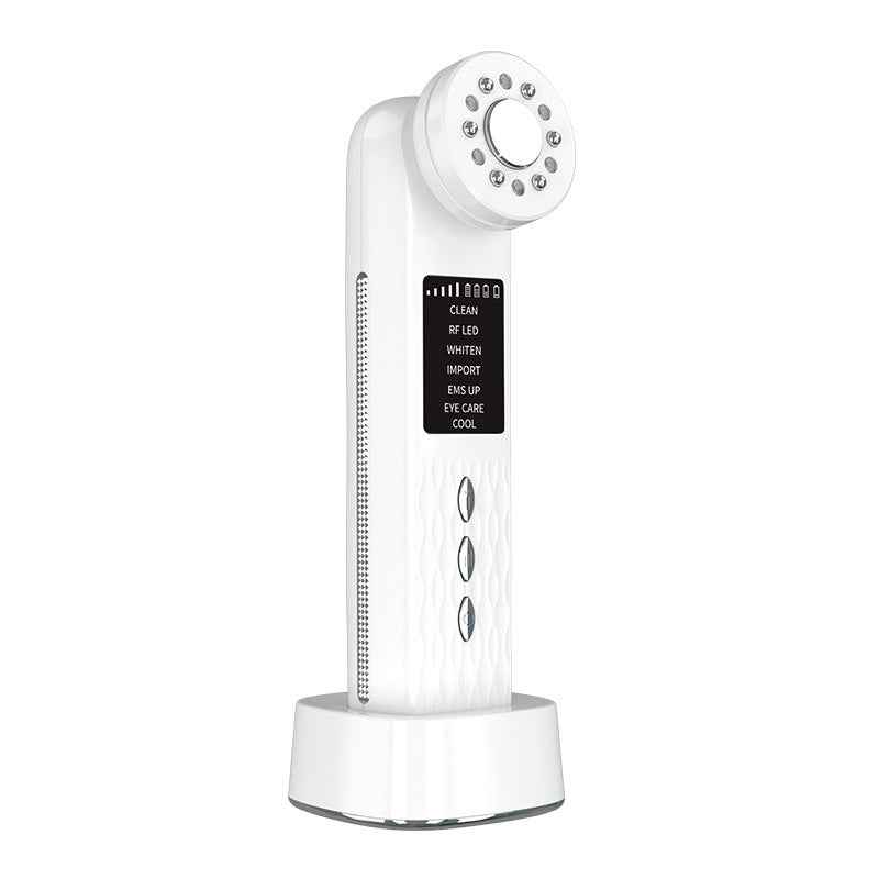 Multi-Functional Facial Beauty Device - Ultrasonic, EMS, RF LED, Cool Therapy & Eye Care(white)