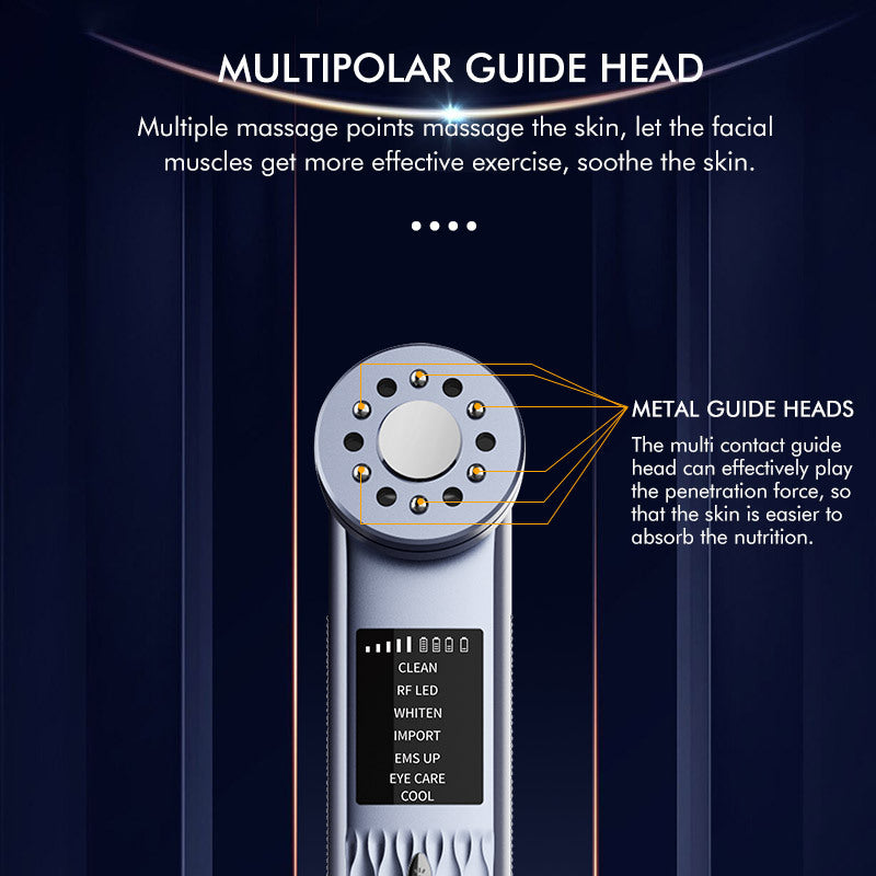 Multi-Functional Facial Beauty Device - Ultrasonic, EMS, RF LED, Cool Therapy & Eye Care(green)