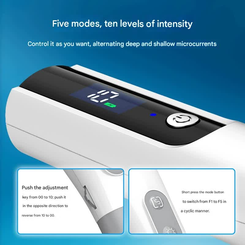 Dual-Head Meridian Pulse Therapy Pen - 5 Modes, 10 Intensities, LED Light & Type-C Charging(silver)