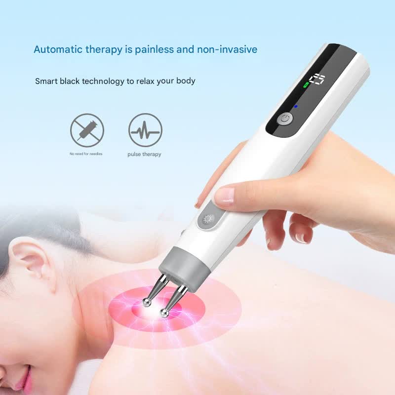 Dual-Head Meridian Pulse Therapy Pen - 5 Modes, 10 Intensities, LED Light & Type-C Charging(purple)