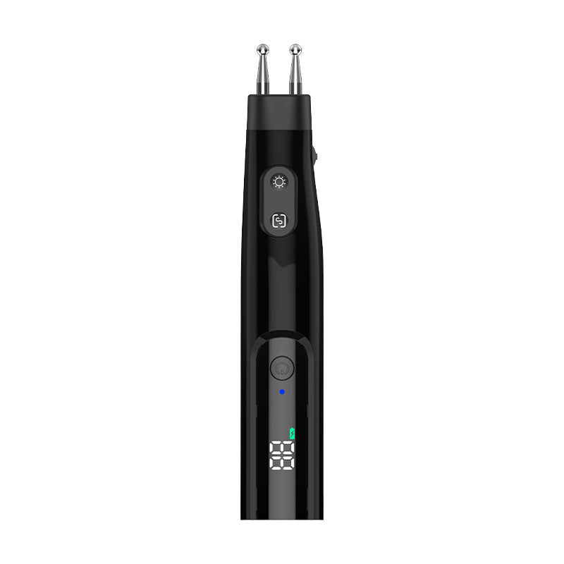 Dual-Head Meridian Pulse Therapy Pen - 5 Modes, 10 Intensities, LED Light & Type-C Charging(black)