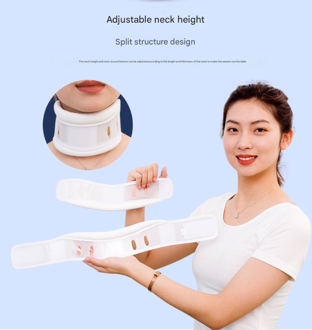 Size L White Adjustable Cervical Collar Neck Brace - Breathable Support for Pain Relief & Posture
