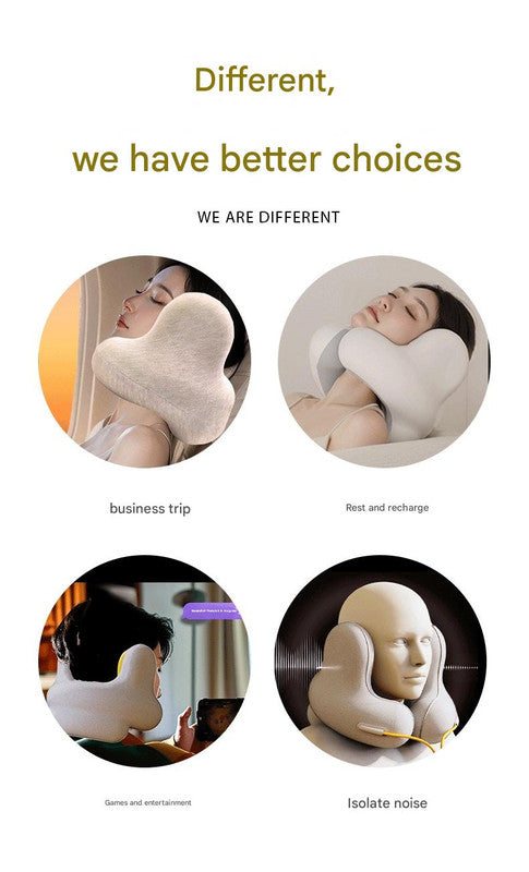 Smart Neck Pillow with Dual Noise Reduction, HIFI Bluetooth Music & Graphene Heating - Sleep Elf" Travel Pillow(Navy blue)"