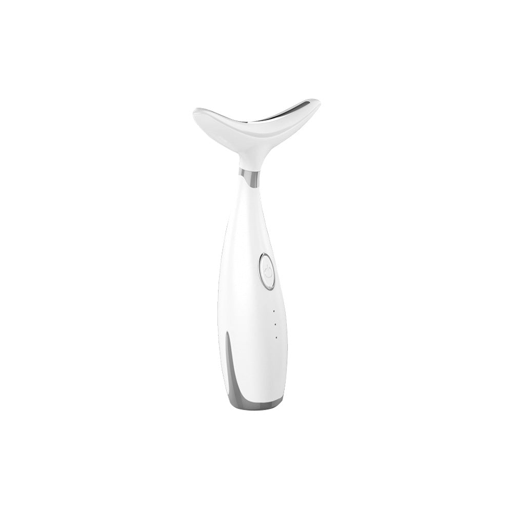 Multi-Functional Neck & Face Beauty Massager - LED Light Therapy, 45C Heat, EMS Micro-Current & Vibration(White)