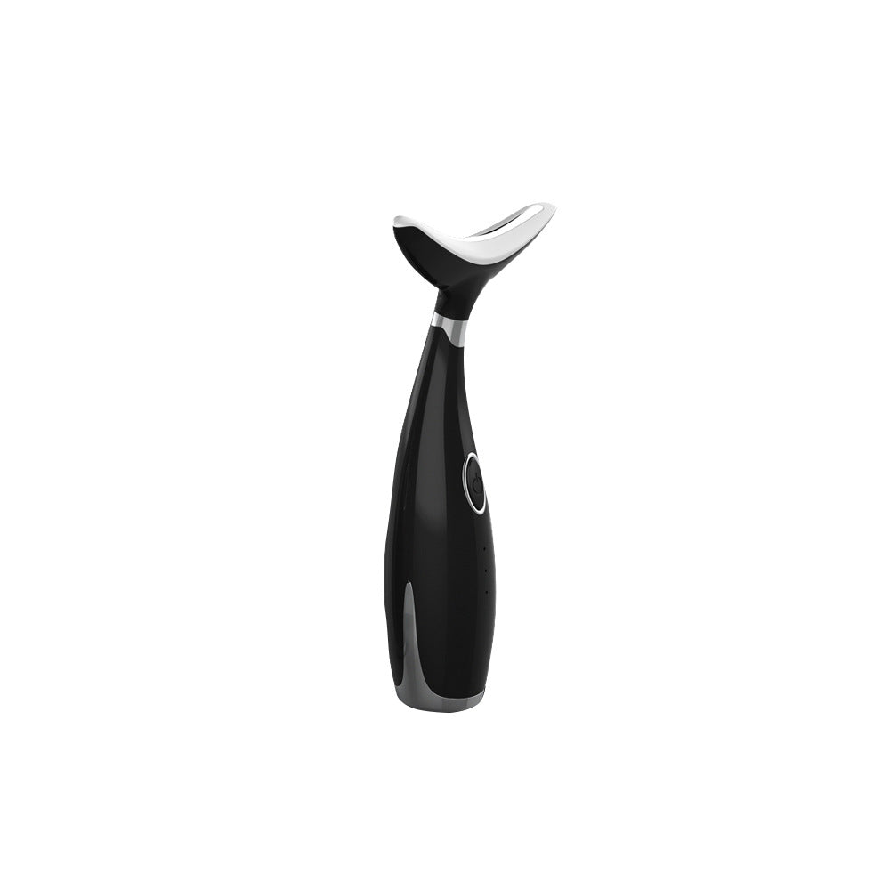 Multi-Functional Neck & Face Beauty Massager - LED Light Therapy, 45C Heat, EMS Micro-Current & Vibration(Black)