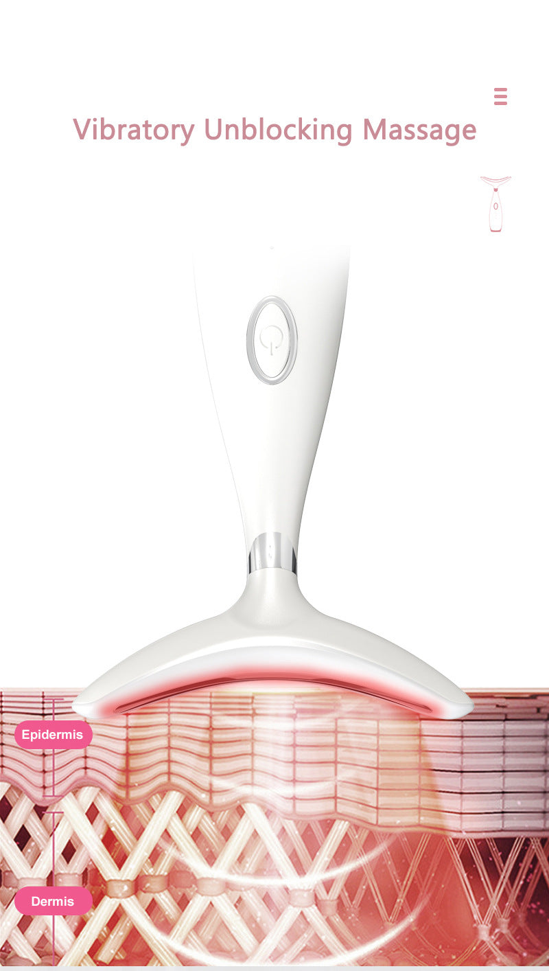 Multi-Functional Neck & Face Beauty Massager - LED Light Therapy, 45C Heat, EMS Micro-Current & Vibration(Black)