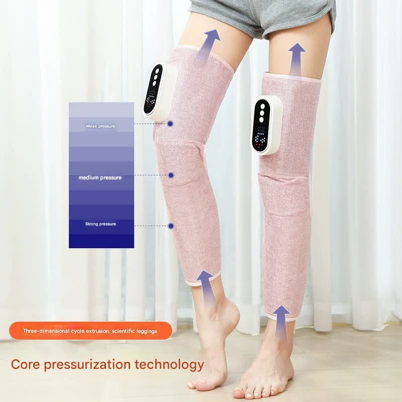 Rechargeable Air Compression Leg Massager with Heat Therapy for Knee & Calf Relief(pink-Double)
