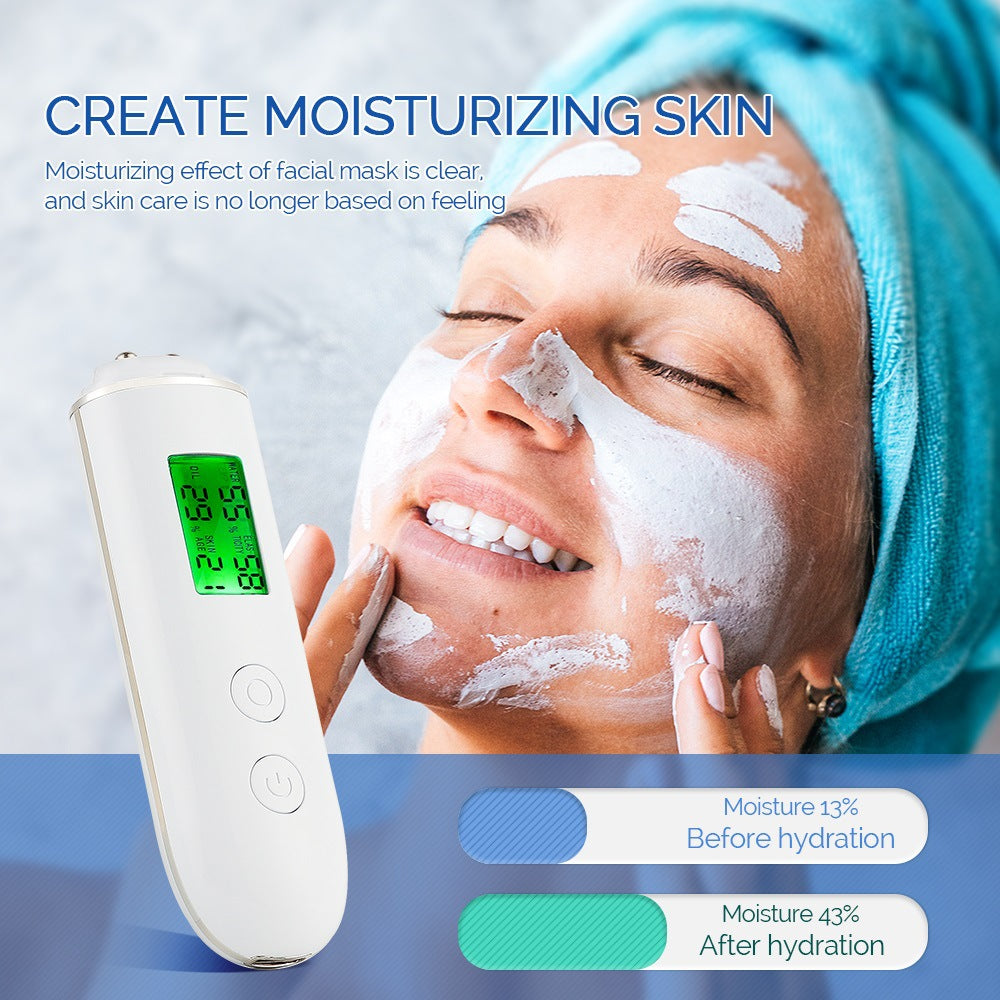 Smart Skin Analyzer with Multi-Function Detection - Measures Hydration, Oil, Elasticity, Skin Age & Fluorescent Agent Test(White)