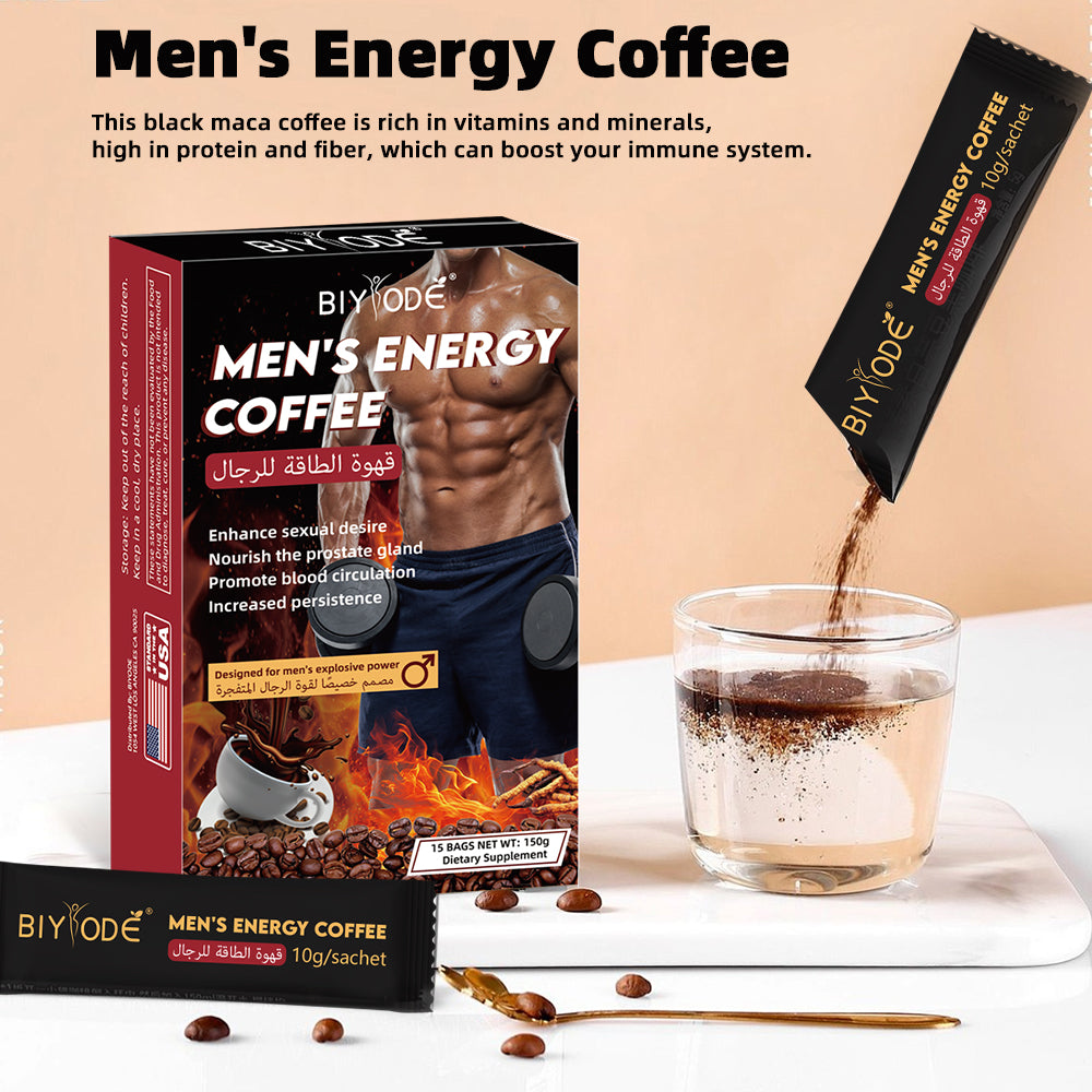 OEM ODM Wholesale Private Label Custom Men's Energy Coffee Male Enhancement Energy Boost Vitality Stamina Herbal Drink Male Performance Immune Support NSF HALAL COA GMP Certified
