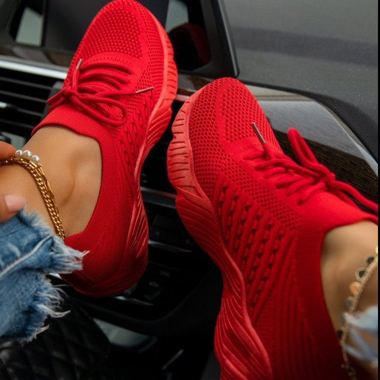 Women's Sneaker Thick Bottom Solid Color Dad Shoes - Rswank