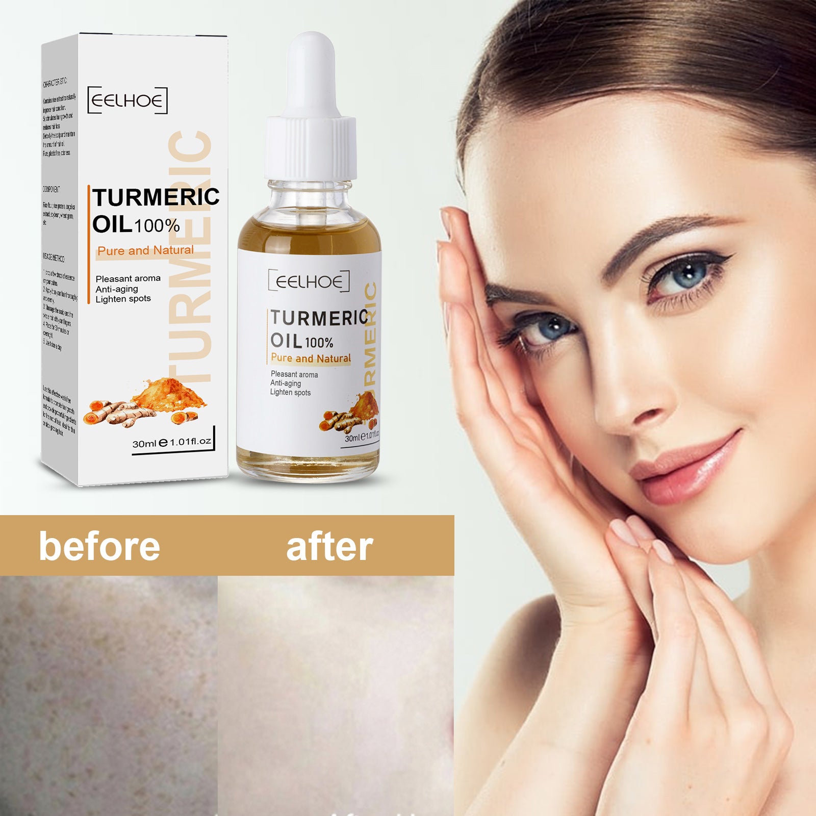 EELHOE Turmeric Dark Spot Correction Face Care Spot Moisturizing And Repairing Skin Tone Serum - Rswank