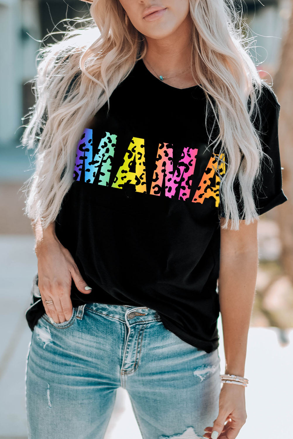 Leopard MAMA Graphic T-Shirt