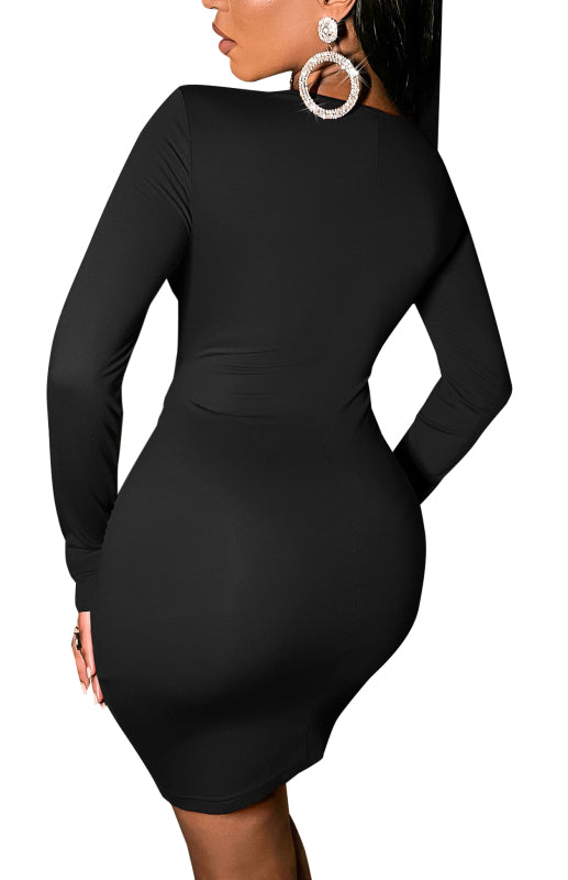 Women's Long-Sleeve Package Hip Dress Cropped Navel Dress kakaclo