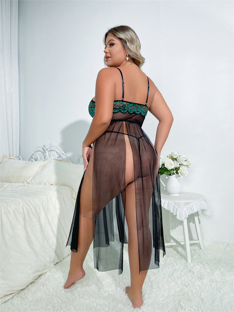 Plus Size Sexy Lingerie Lace See through Temptation Sexy Sleepwear