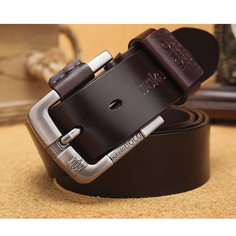 New Creative Belt Men's Leather Belt Factory Direct Sales Cowhide Belt Pin Buckle Belt Rswank
