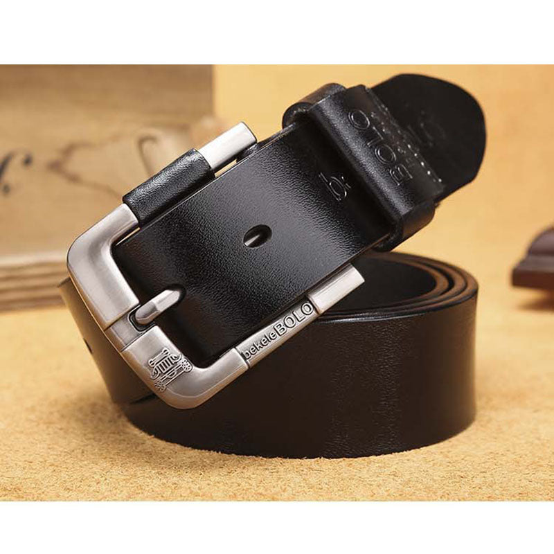 New Creative Belt Men's Leather Belt Factory Direct Sales Cowhide Belt Pin Buckle Belt Rswank