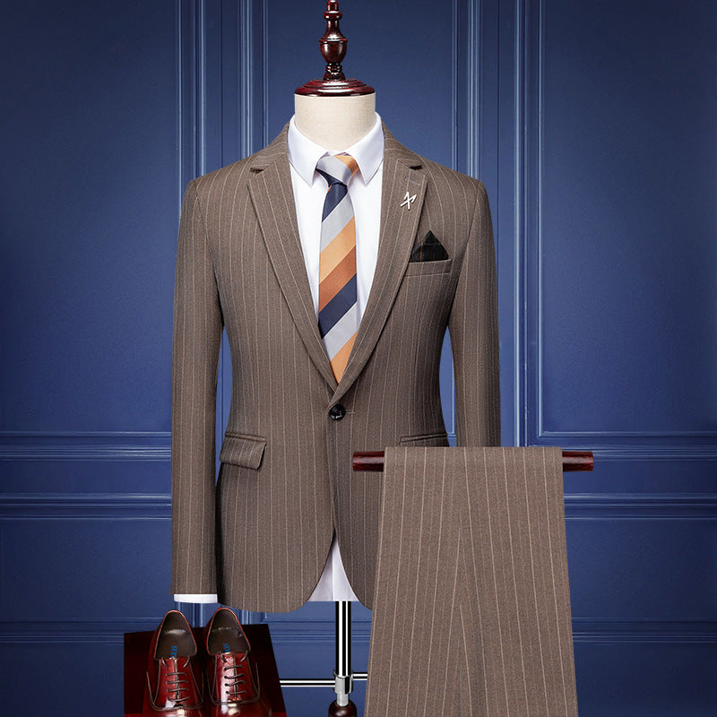 A buckle men's suit youth casual career suit three-piece suit