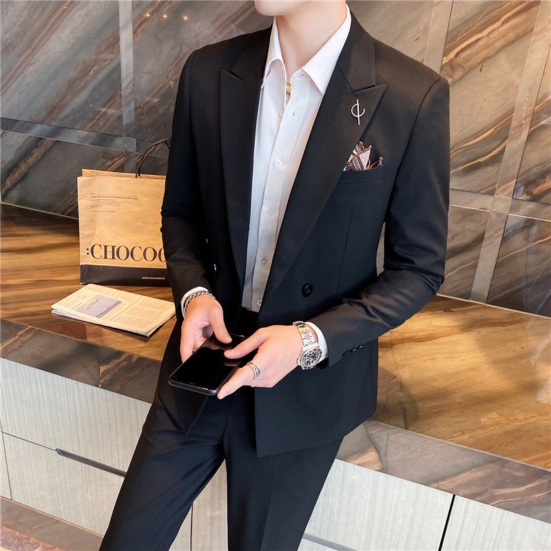 Men's casual small suit two sets of young slim handsome groom wedding suit suit business coat Rswank