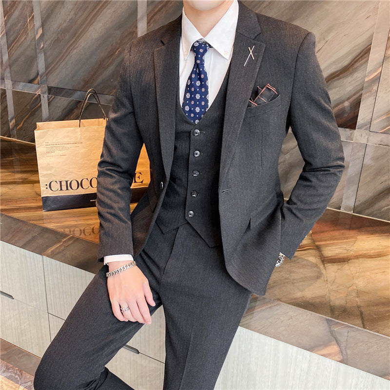 Men three-piece casual slim business  casual and wedding small suit jacket