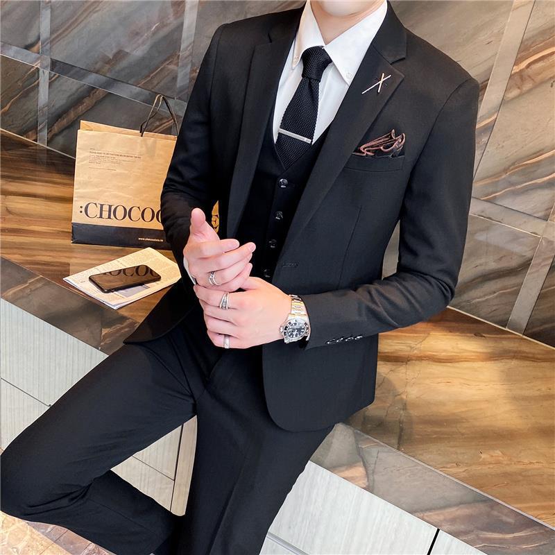 Men three-piece casual slim business  casual and wedding small suit jacket