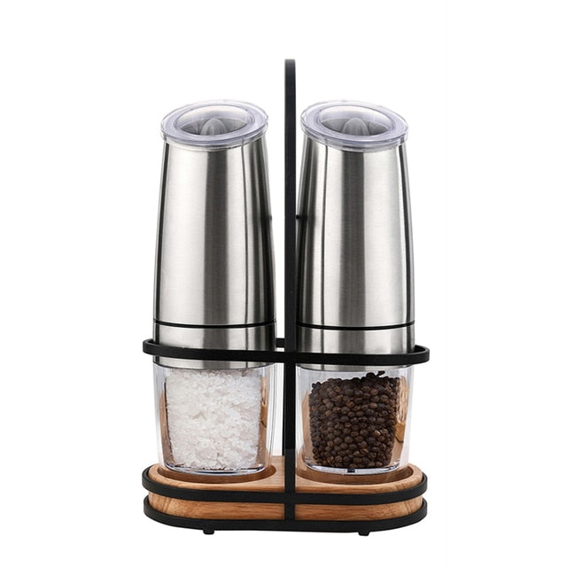 Stainless Steel Electric Pepper Mill and Salt Grinder Set for Fresh Spices