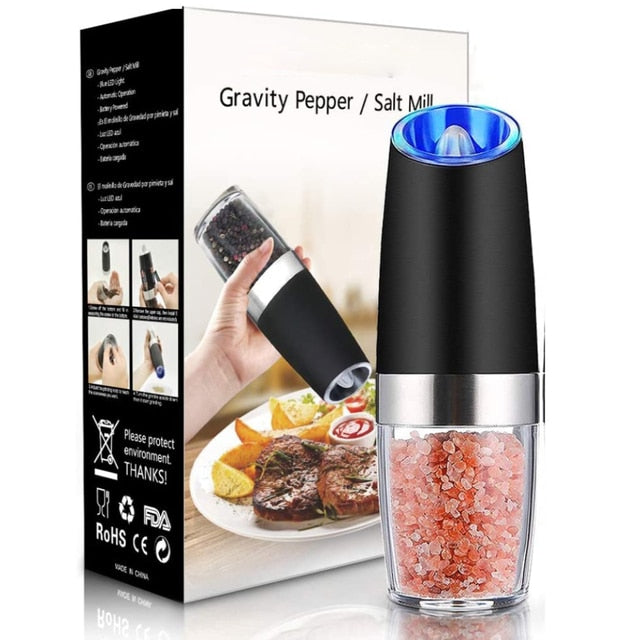 Stainless Steel Electric Pepper Mill and Salt Grinder Set for Fresh Spices