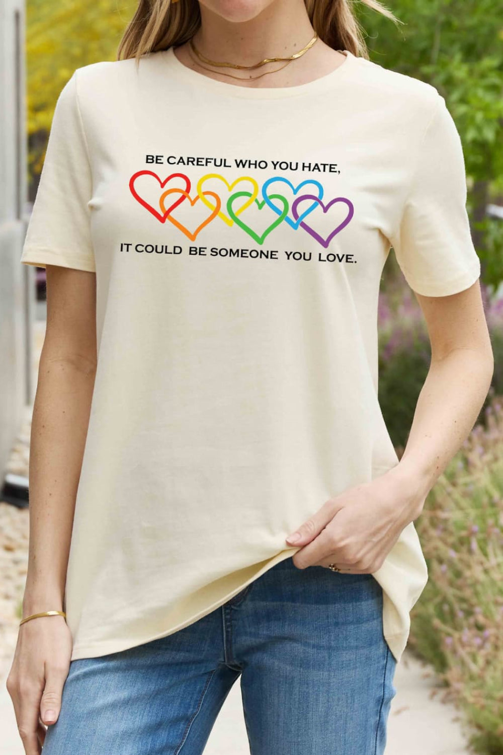 Simply Love Full Size Heart Slogan Graphic Cotton Tee