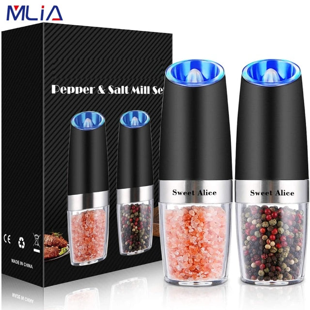 Stainless Steel Electric Pepper Mill and Salt Grinder Set for Fresh Spices