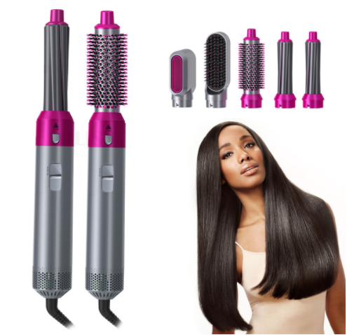 Hair Dryer Brush 5 In 1 Electric Blow Dryer Comb Hair Curling Wand Detachable Brush Kit Negative Ion Straightener Hair Curler Rswank