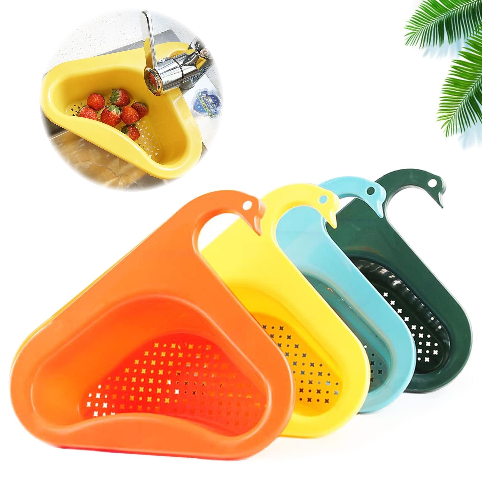 Household Sink Hanging Fruit And Vegetable Filter Water Drain Basket Kitchen Dry And Wet Separation Swan Drain Basket Rswank