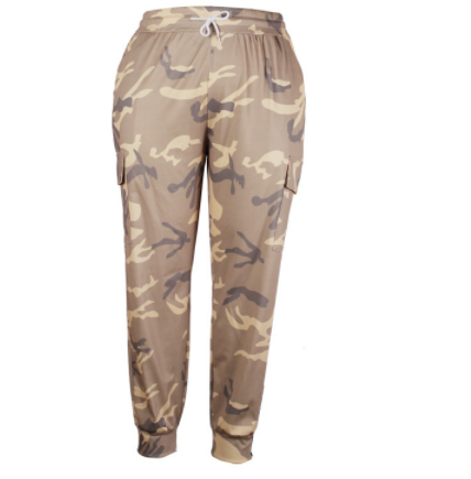 Plus Size Printed Trousers Casual Collection Briefs Army Green Camouflage Pants Women