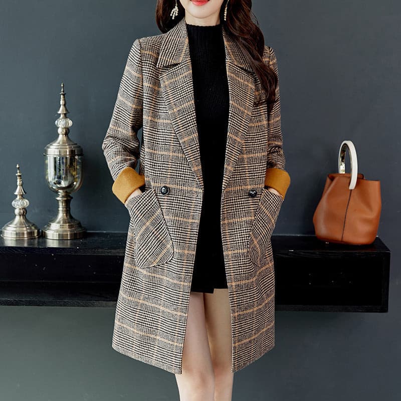 Spring and summer plaid hair 2021 ladies spring and summer new woolen coat small children Rswank