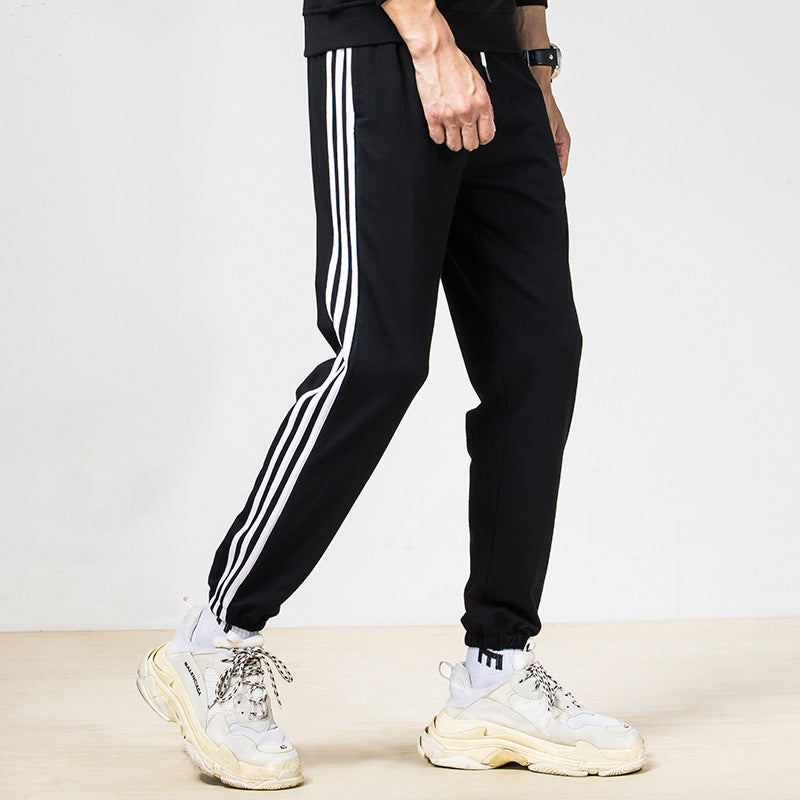 Spring sports pants men's thin section 95 cotton straight split trousers