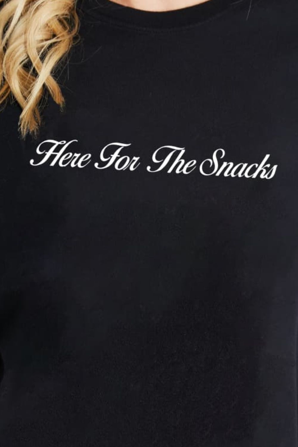 Simply Love Full Size HERE FOR THE SNACKS Graphic Cotton T-Shirt