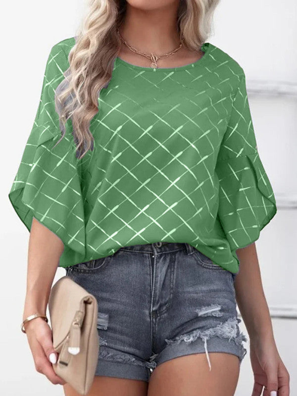 Women's Printed Ruffle Sleeve Blouse