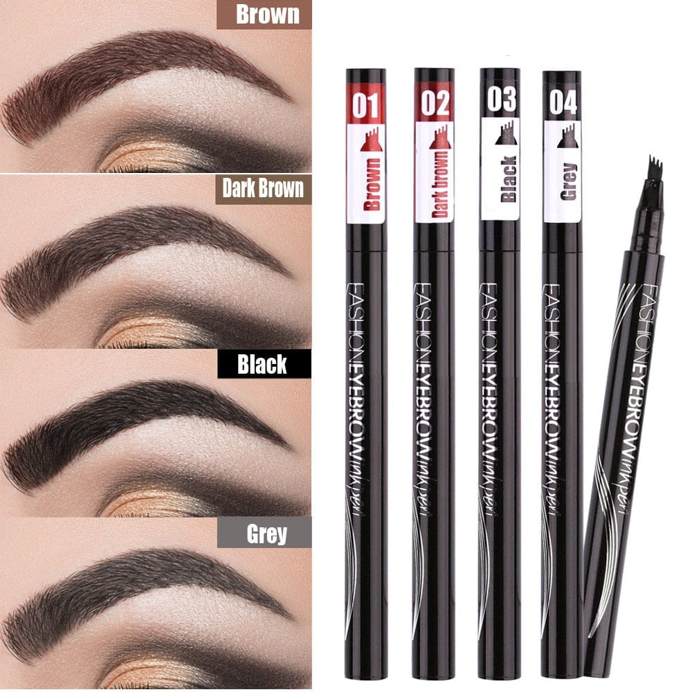 Waterproof Natural Eyebrow Pen Four-claw Eye Brow Tint Makeup three Colors Eyebrow Pencil Brown Black Grey Brush Cosmetics Rswank