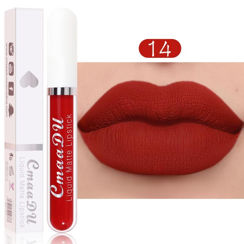 CmaaDu 18 Colors Long Lasting Lip Gloss Matte Velvet Liquid Lipstick Waterproof Moisturizing Lip Makeup Cosmetic TSLM1 Rswank