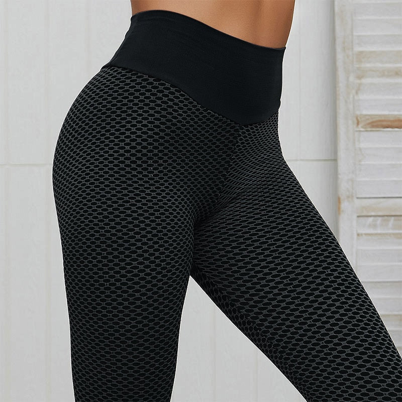 CHRLEISURE Grid Tights Yoga Pants Women Seamless High Waist Leggings Breathable Gym Fitness Push Up Clothing Girl Yoga Pant Rswank